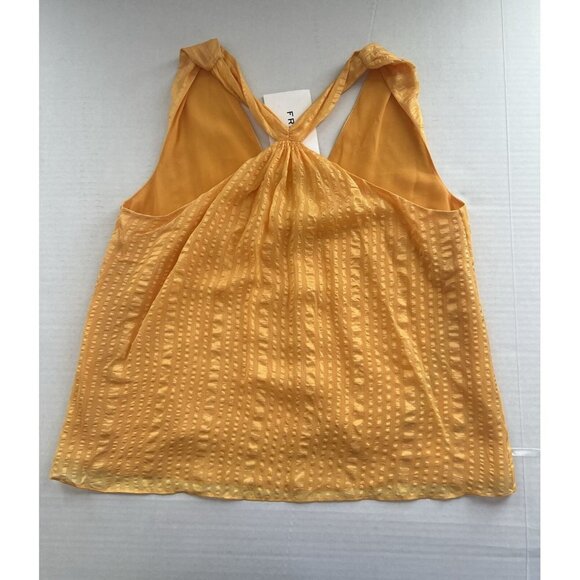 🌟NWT🌟Frame Womens Large Orange Crinkled Silk Pullover Halter Tank Top Blouse - Picture 8 of 9